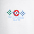 White T-shirt with multicolor Louis Vuitton PARIS emblem and star motifs