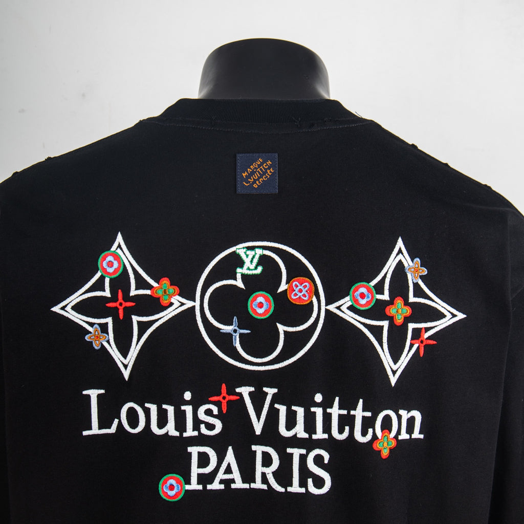 Louis Vuitton black T-shirt with large back graphic and Paris text