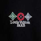 Louis Vuitton black T-shirt chest graphic with colorful icons