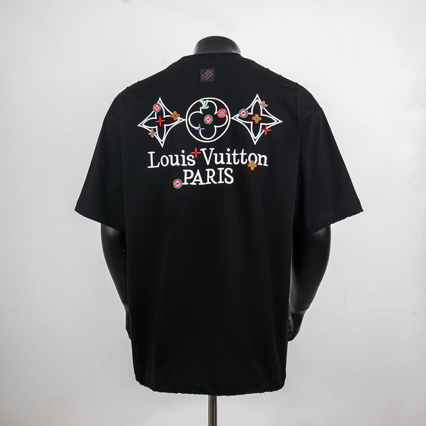 Louis Vuitton black T-shirt with colorful back graphic and Paris text