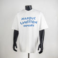 Louis Vuitton T-shirt in white with blue MARQUE LV inscription on chest