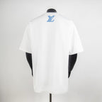 Louis Vuitton T-shirt in white with blue LV logo on back