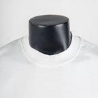 White crew-neck T-shirt collar with ribbed neckline