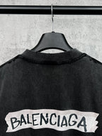 Balenciaga long-sleeve crewneck T-shirt, black, back logo banner print