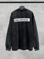 Balenciaga long-sleeve crewneck T-shirt, black, large back logo print