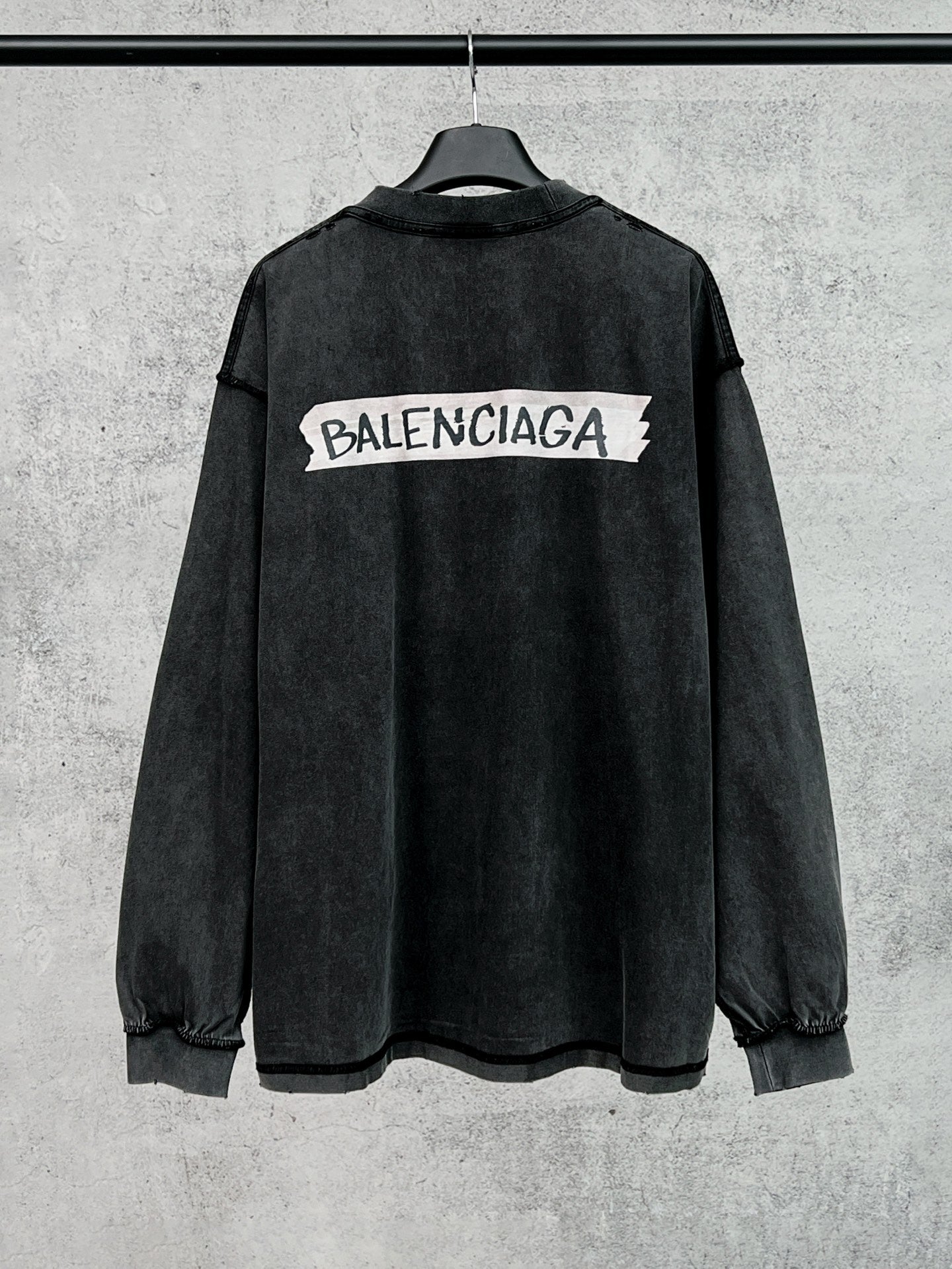 Balenciaga long-sleeve crewneck T-shirt, black, large back logo print