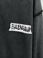 Balenciaga logo patch on black long-sleeve T-shirt chest