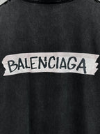Balenciaga back logo banner print on black long-sleeve T-shirt