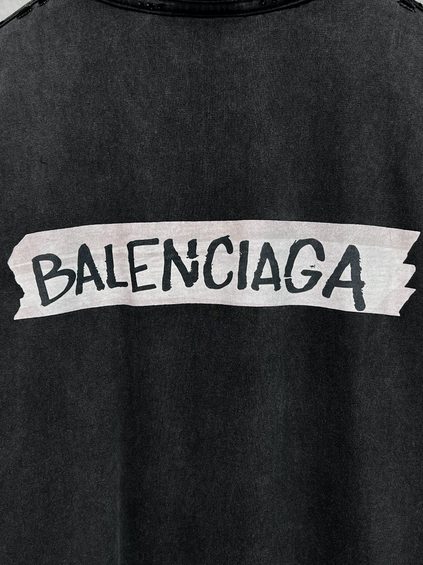 Balenciaga back logo banner print on black long-sleeve T-shirt