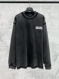 Balenciaga long-sleeve crewneck T-shirt, black, small chest logo patch