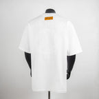 Louis Vuitton white short-sleeve T-shirt, back graphic and Paris text.
