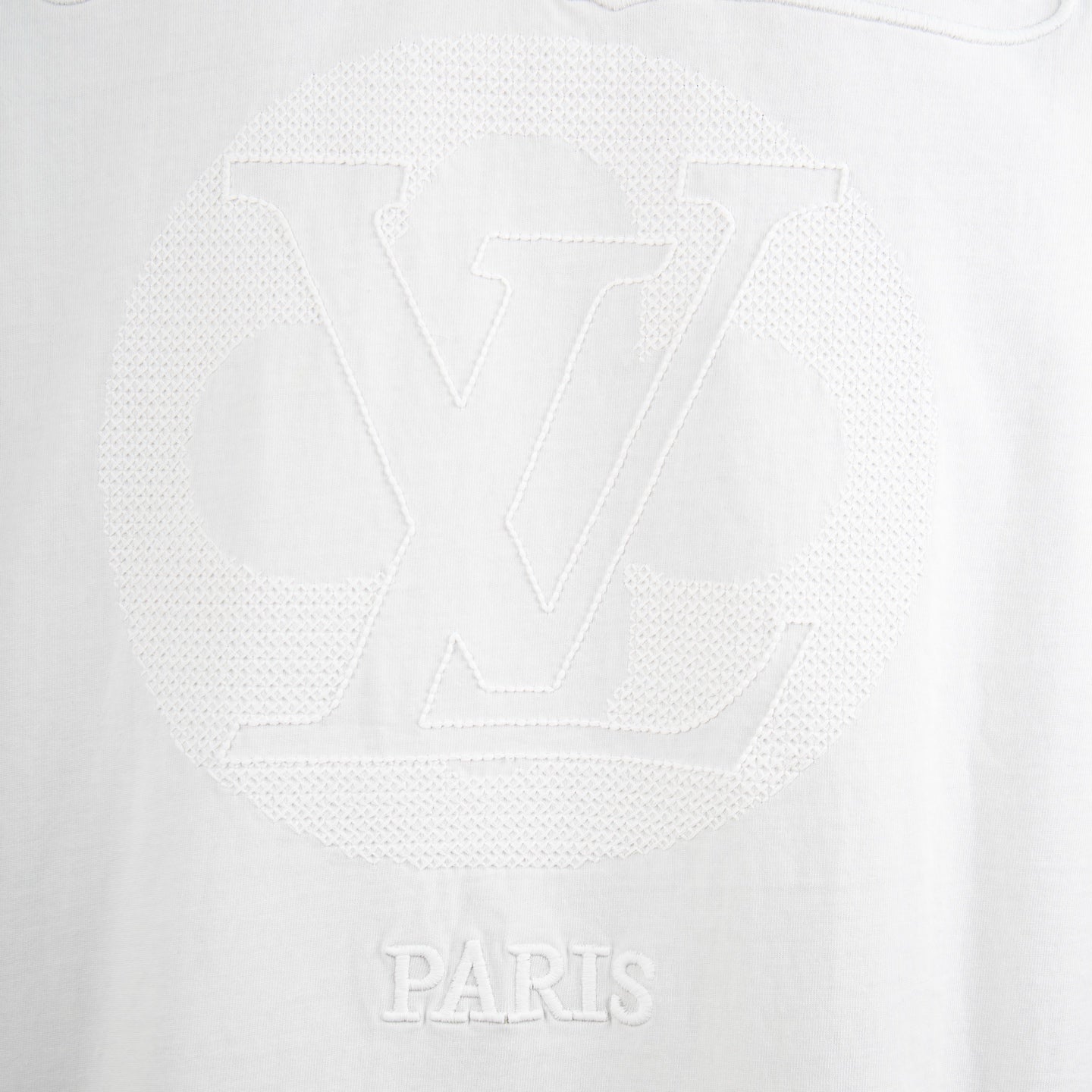 White T-shirt with LV monogram and PARIS text embroidery