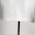 White T-shirt bottom hem seam detail