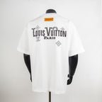 White T-shirt with Louis Vuitton Paris back graphic and diamond emblem
