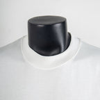 Louis Vuitton white T-shirt neckline with ribbed crew neck seam close-up