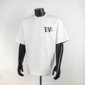 White crewneck T-shirt with black LV monogram chest graphic