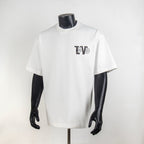 White crewneck T-shirt with black LV monogram chest graphic