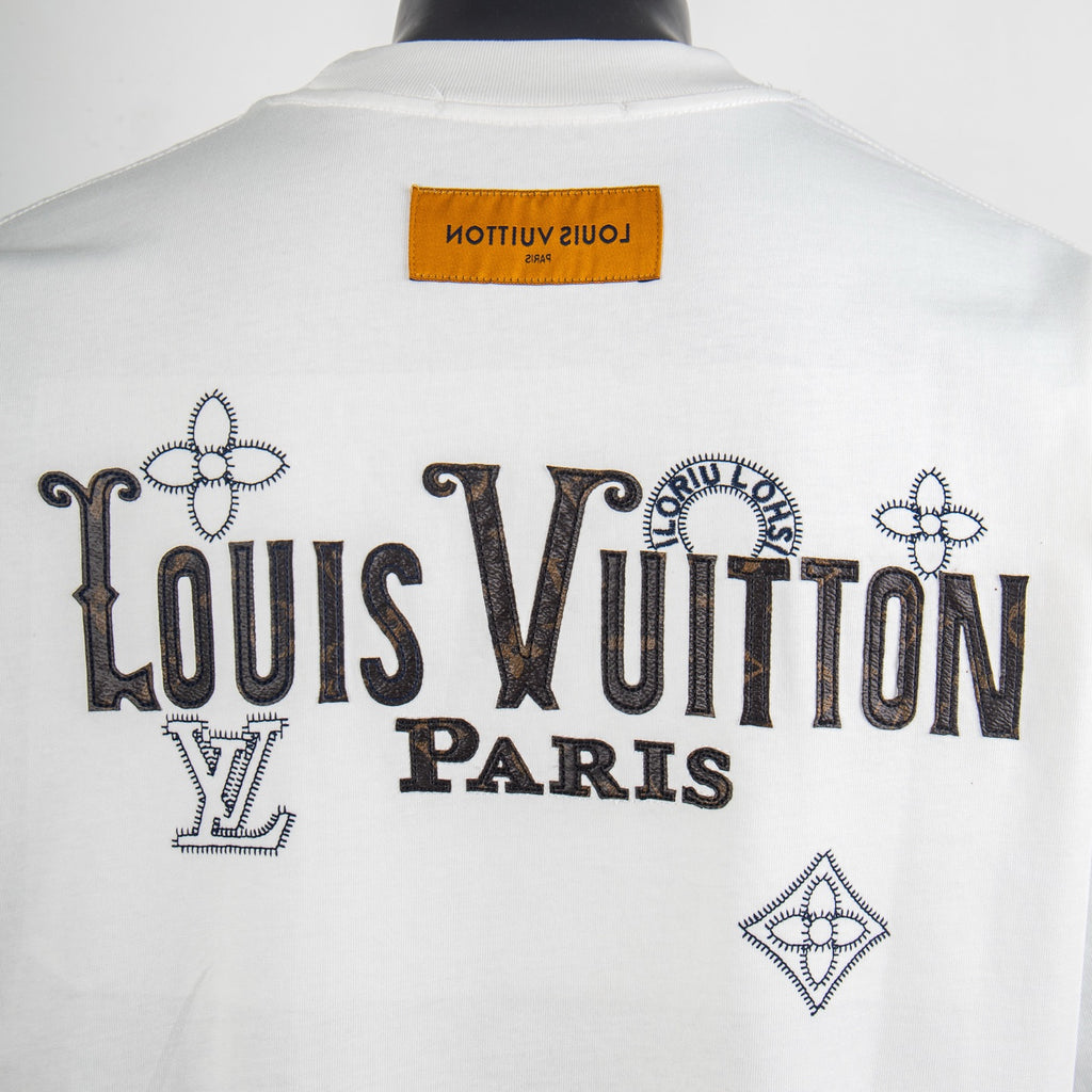 Louis Vuitton white T-shirt back with “Louis Vuitton Paris” graphic and motifs
