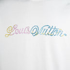 Louis Vuitton white T-shirt with multicolor rhinestone script on front