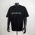 Louis Vuitton black T-shirt with multicolor rhinestone logo on chest