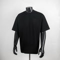 Black crew-neck T-shirt with short sleeves and small chest LV logo
