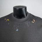 Louis Vuitton crew-neck T-shirt in dark gray with colorful abstract logo print