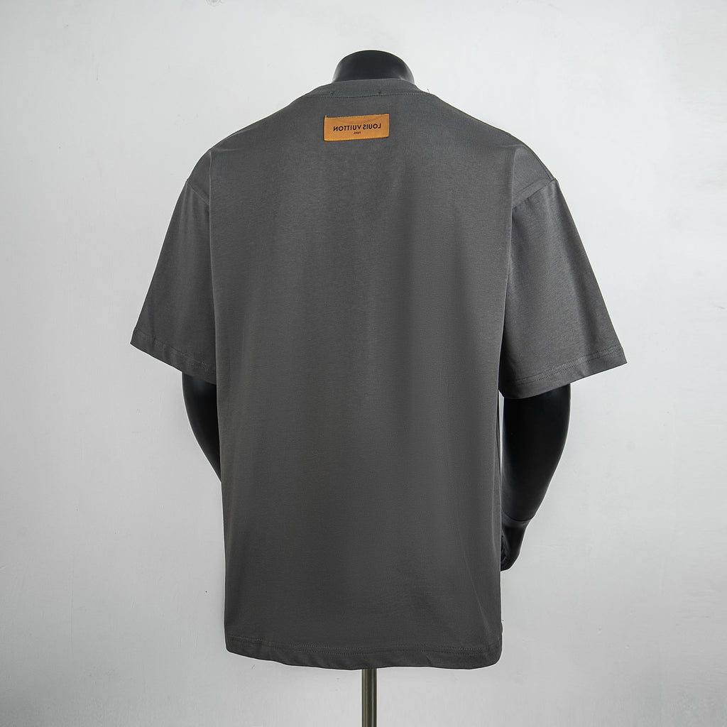 Louis Vuitton crew-neck T-shirt, dark gray, back view with neck label