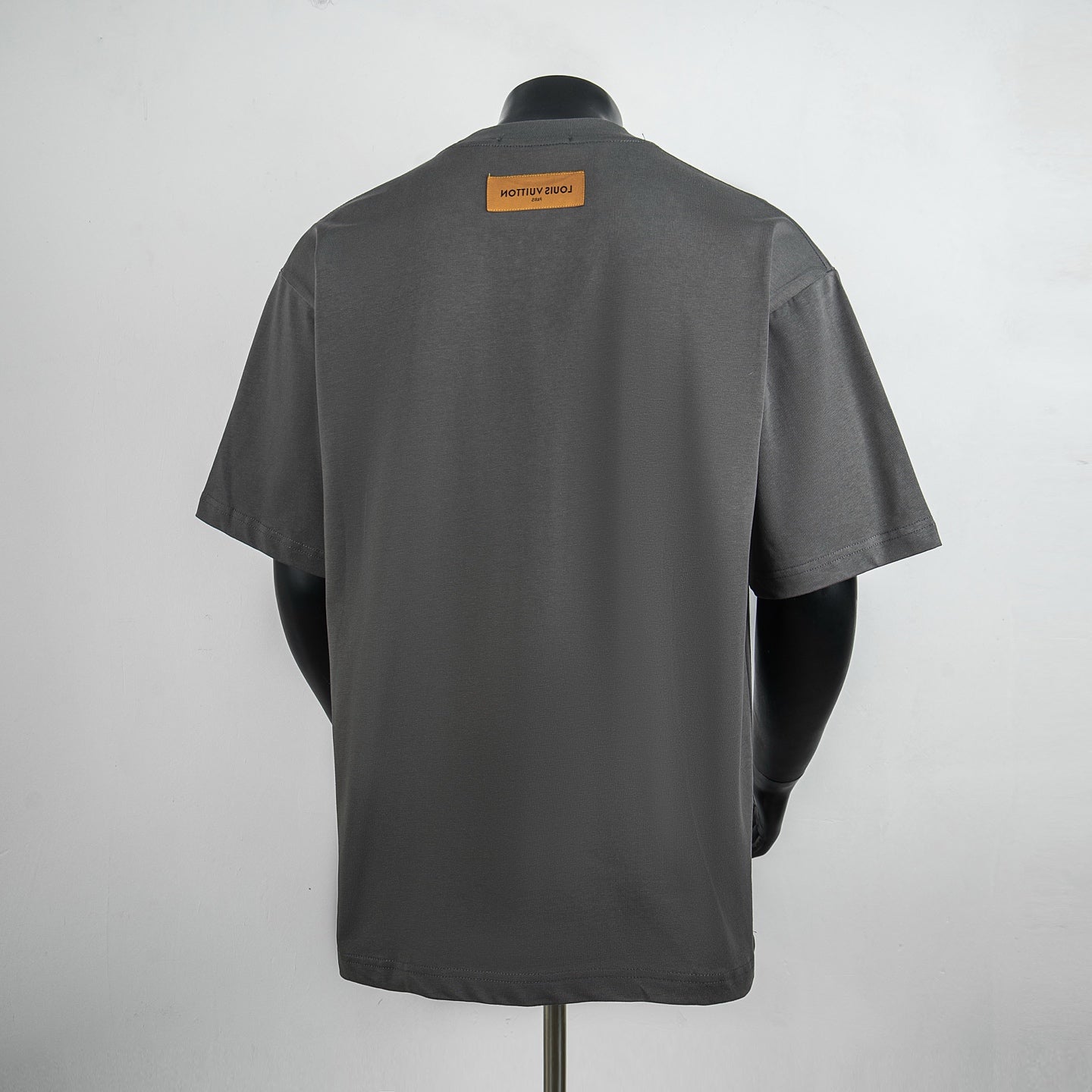 Louis Vuitton crew-neck T-shirt, dark gray, back view with neck label