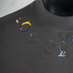 Louis Vuitton crew-neck T-shirt in dark gray with colorful chest logo details