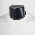 White T-shirt neckline detail with ribbed crew neck