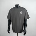 Louis Vuitton short-sleeve T-shirt, dark gray, crew neck, small chest logo patch.