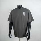 Louis Vuitton short-sleeve T-shirt, dark gray, crew neck, small chest logo patch.