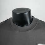 Dark gray crewneck T-shirt neckline detail