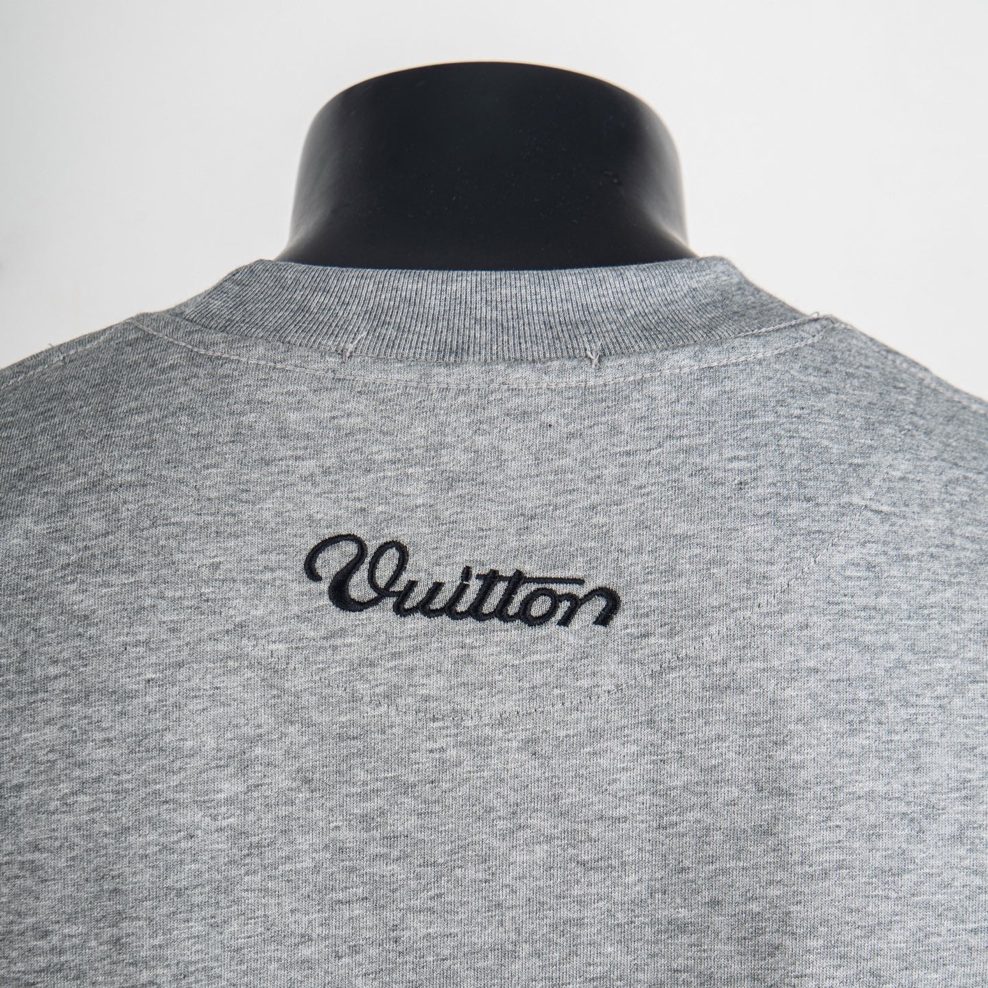 Louis Vuitton heather gray T-shirt back with black Vuitton logo