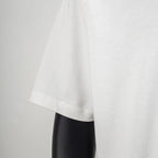 White short-sleeve T-shirt with straight hem and draped fabric
