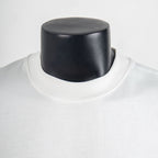 White crew-neck T-shirt collar close-up