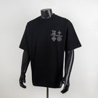 Louis Vuitton black short-sleeve T-shirt with rhinestone chest logo and symbols