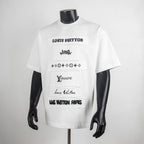 White short-sleeve T-shirt with Louis Vuitton graphic blocks and multistars lettering