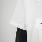White T-shirt short sleeve with stitched hem and visible side seam