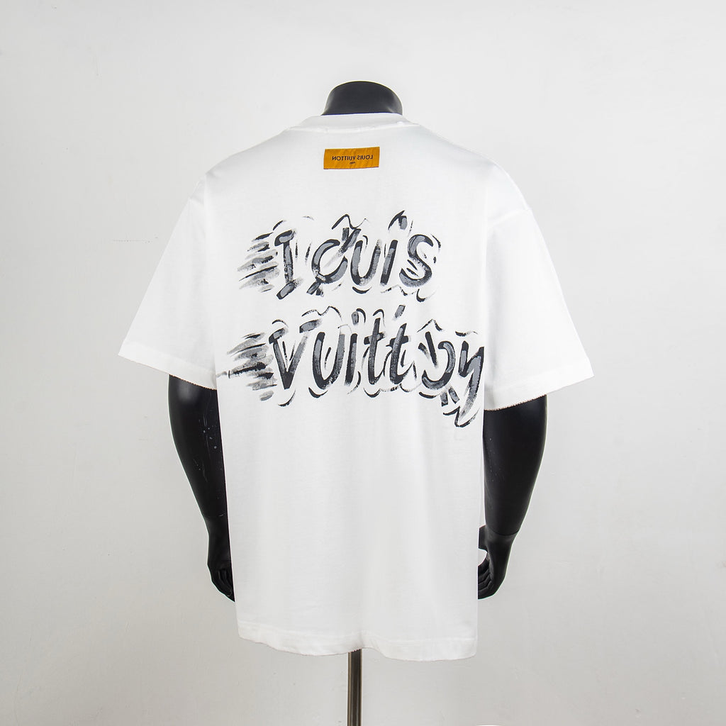 White T-shirt with large back graphic script logo