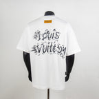 White short-sleeve T-shirt with large back graphic print