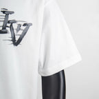 White T-shirt with short sleeves and side drape