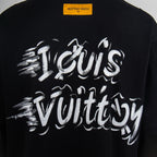 Louis Vuitton T-shirt, black with large white script graphic on back