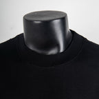 Black crewneck T-shirt collar with ribbed trim