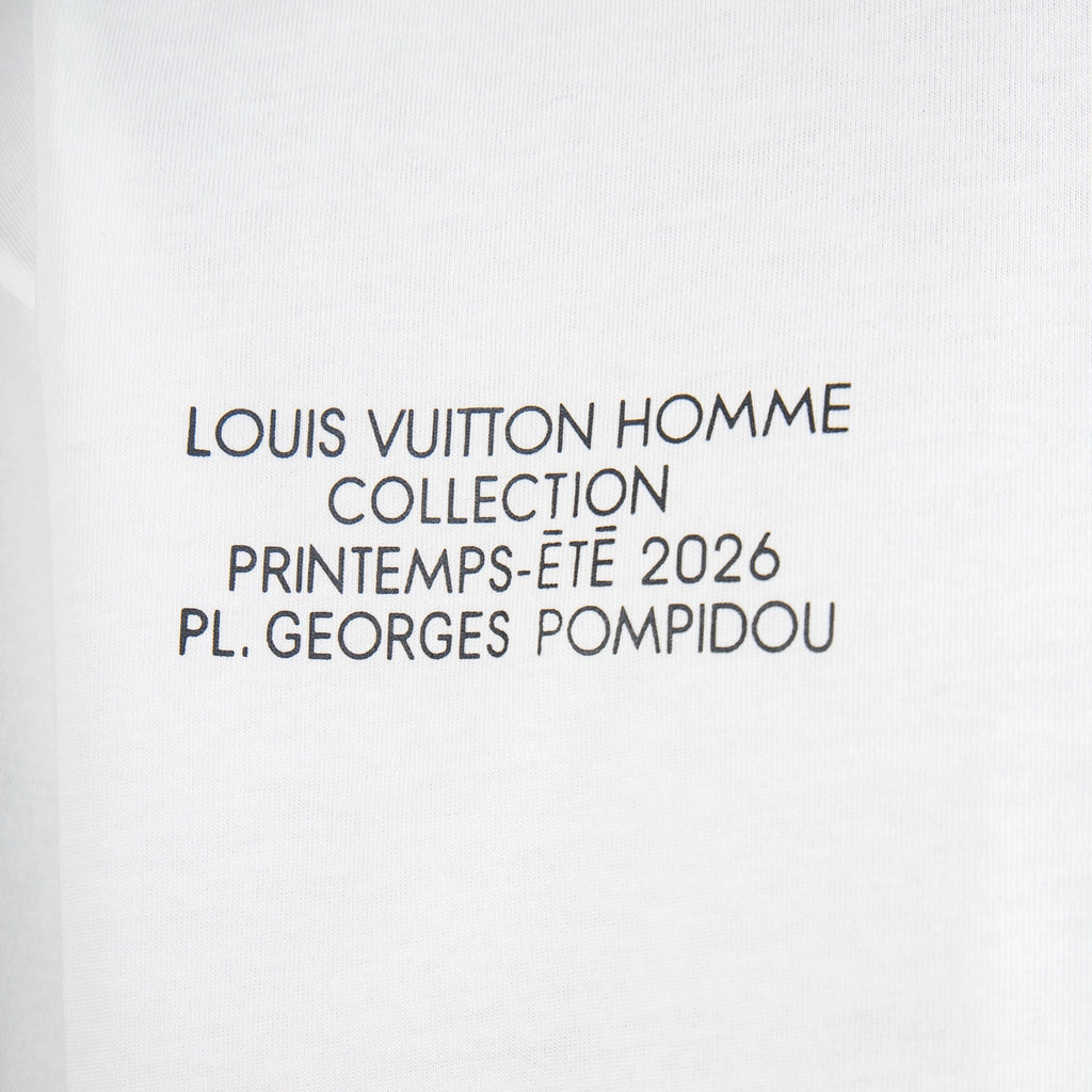 White T-shirt with 'LOUIS VUITTON HOMME COLLECTION...' text print