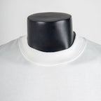 White T-shirt crew neck with ribbed collar detail