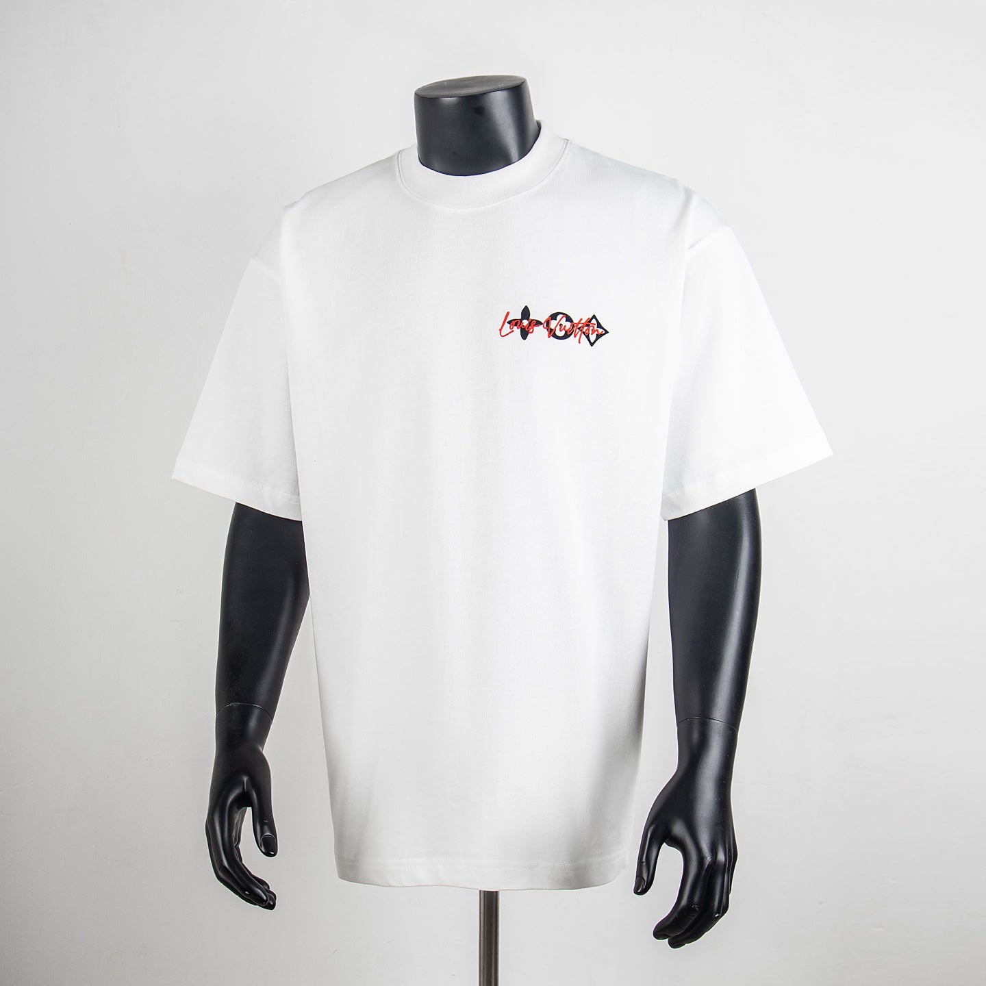 Louis Vuitton T-shirt, white short-sleeve with small colorful chest logo