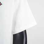 White Louis Vuitton T-shirt showing short sleeves and curved hem