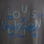 Louis Vuitton short-sleeve t-shirt back logo print in blue and gray on dark gray