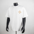 Louis Vuitton white T-shirt with gold diamond logo on chest